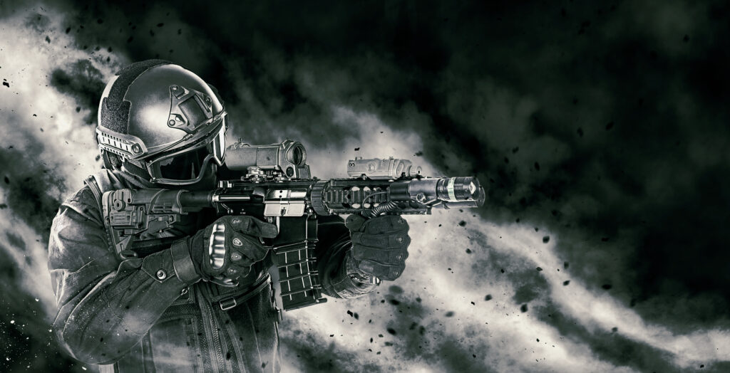 Gears of War Set for PS5 Release with Stunning 4K Upgrade 3 spec ops police officer swat black uniform with rifle making his way through fire studio shot black background police assault concept